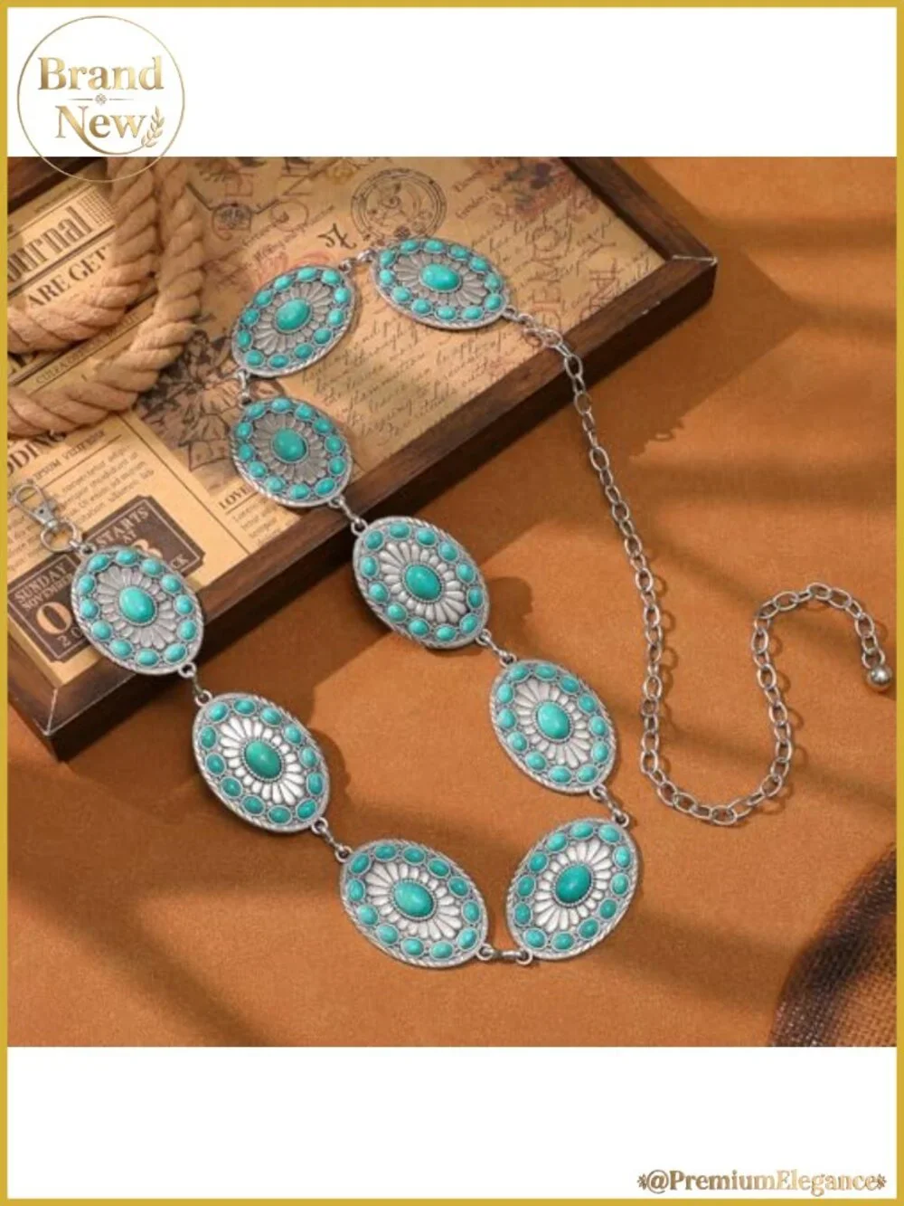Western Metal Concho Chain Belt Adjustable Waist for Dresses Jeans Concerts